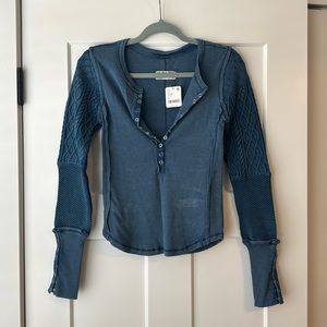 Navy Blue Free People Long Sleeve T shirt Size XL